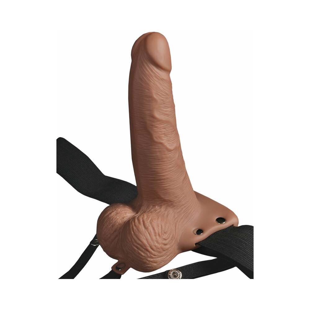 Fetish Fantasy Series 6" Hollow Rechargeable Strap On w/Balls - Tan