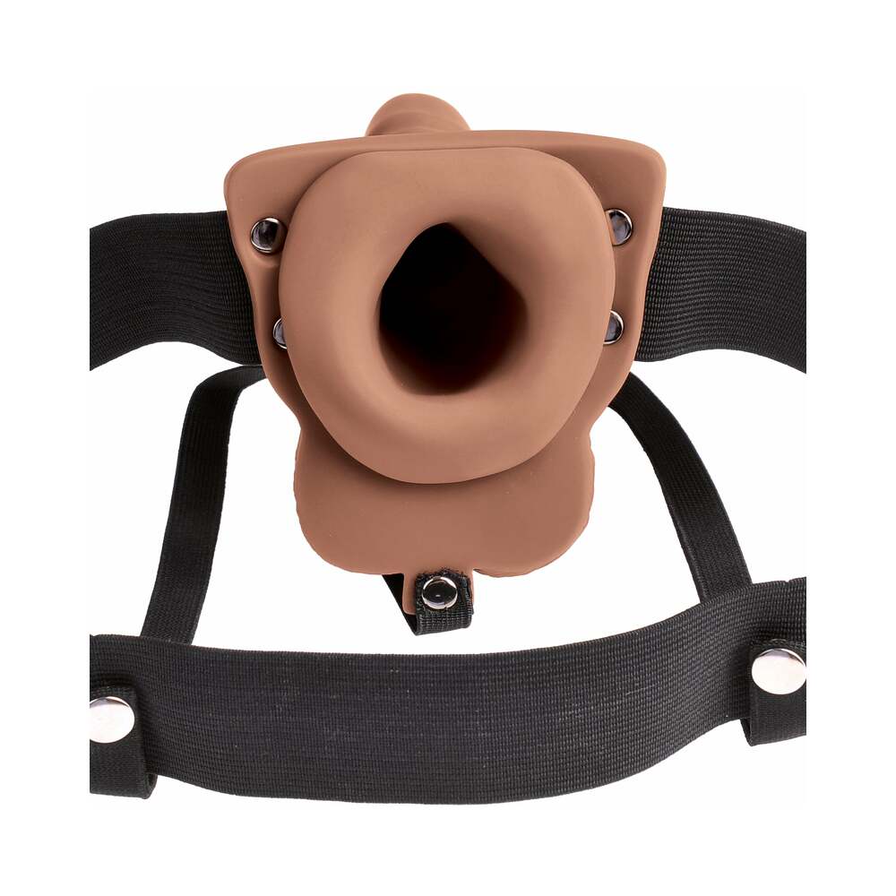 Fetish Fantasy Series 6" Hollow Rechargeable Strap On w/Balls - Tan