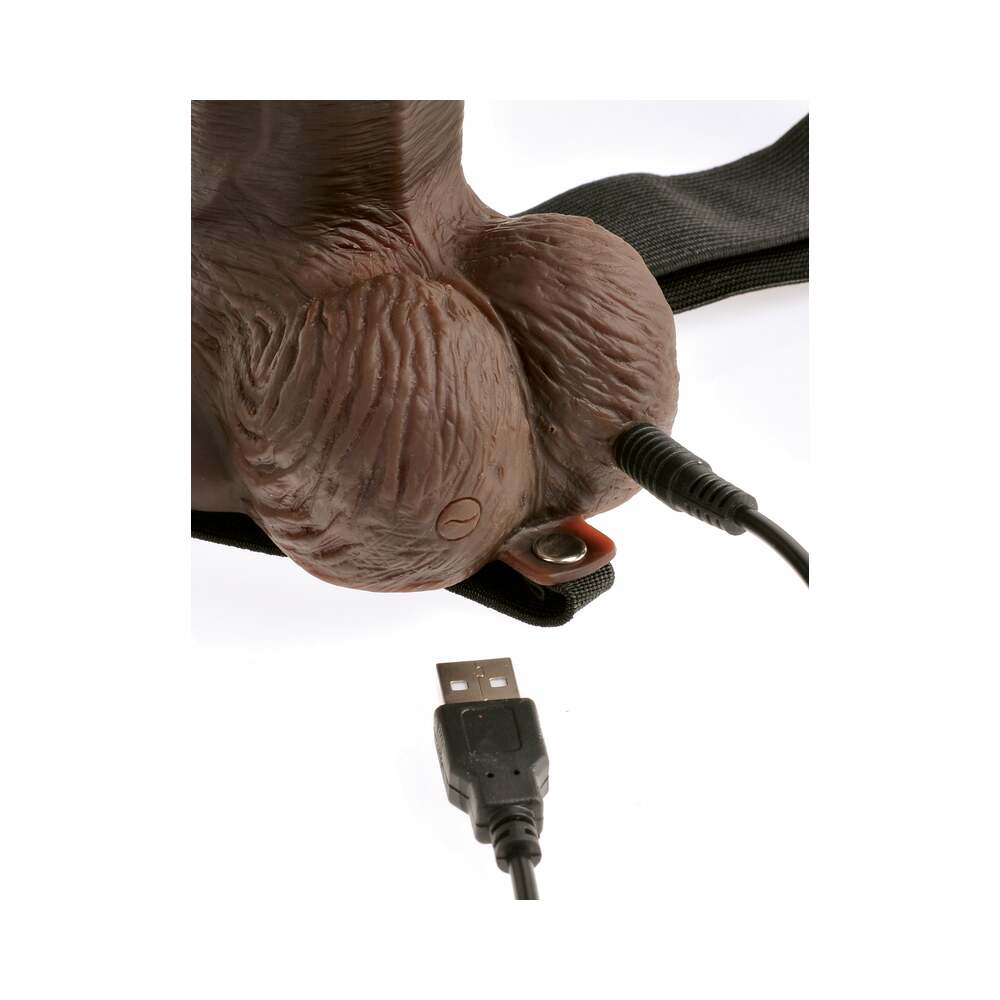 Fetish Fantasy Series 8" Hollow Rechargeable Strap On w/Remote - Brown