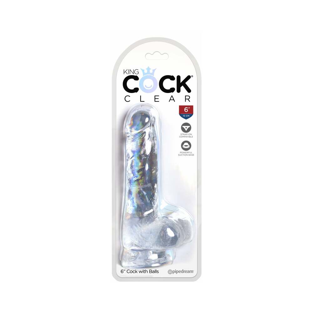 King Cock Clear with Balls 6"