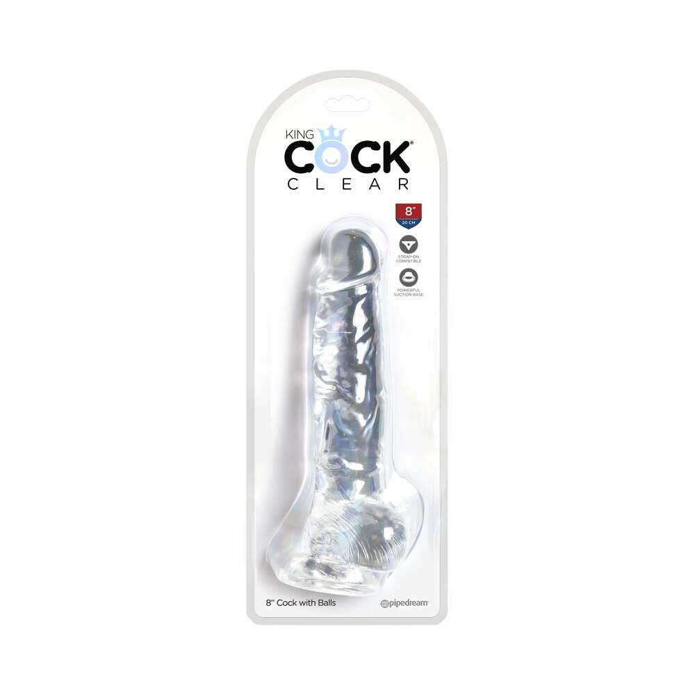 King Cock Clear 8" Cock w/Balls