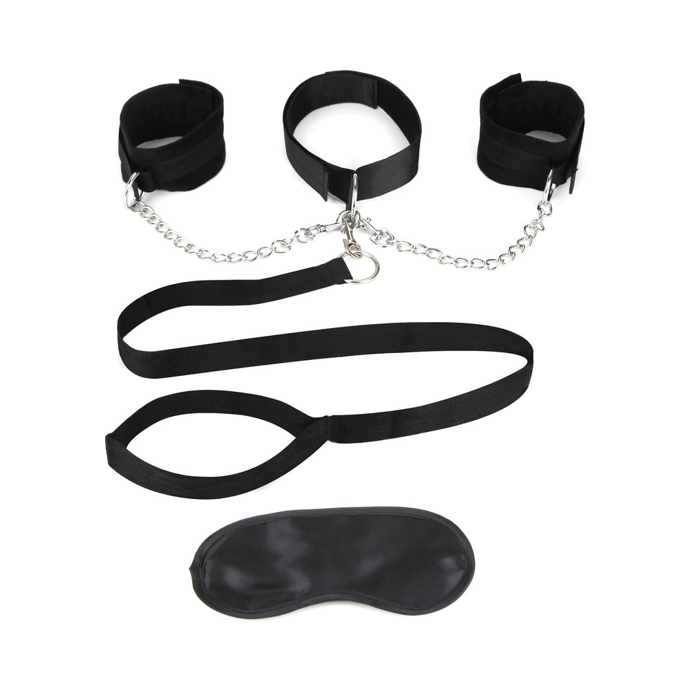 Lux Fetish Collar Cuffs & Leash Set - Removable