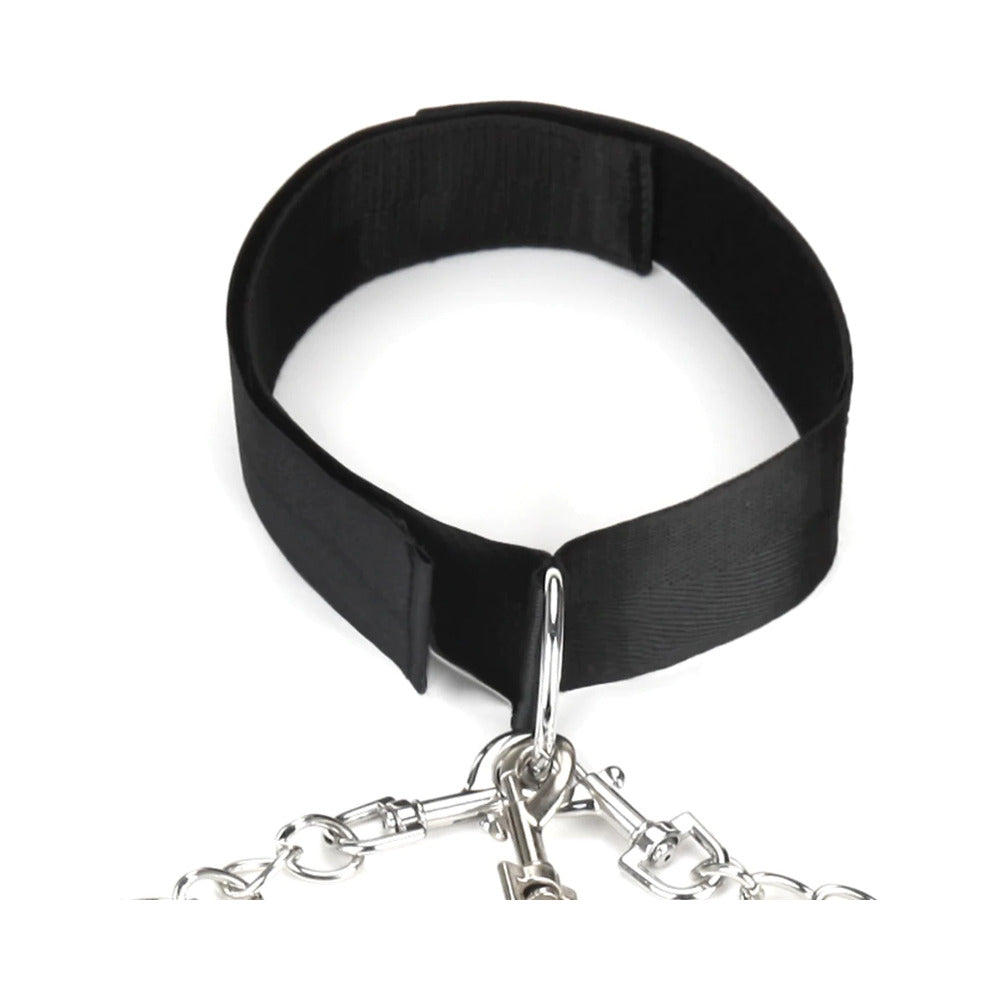 Lux Fetish Collar Cuffs & Leash Set - Removable