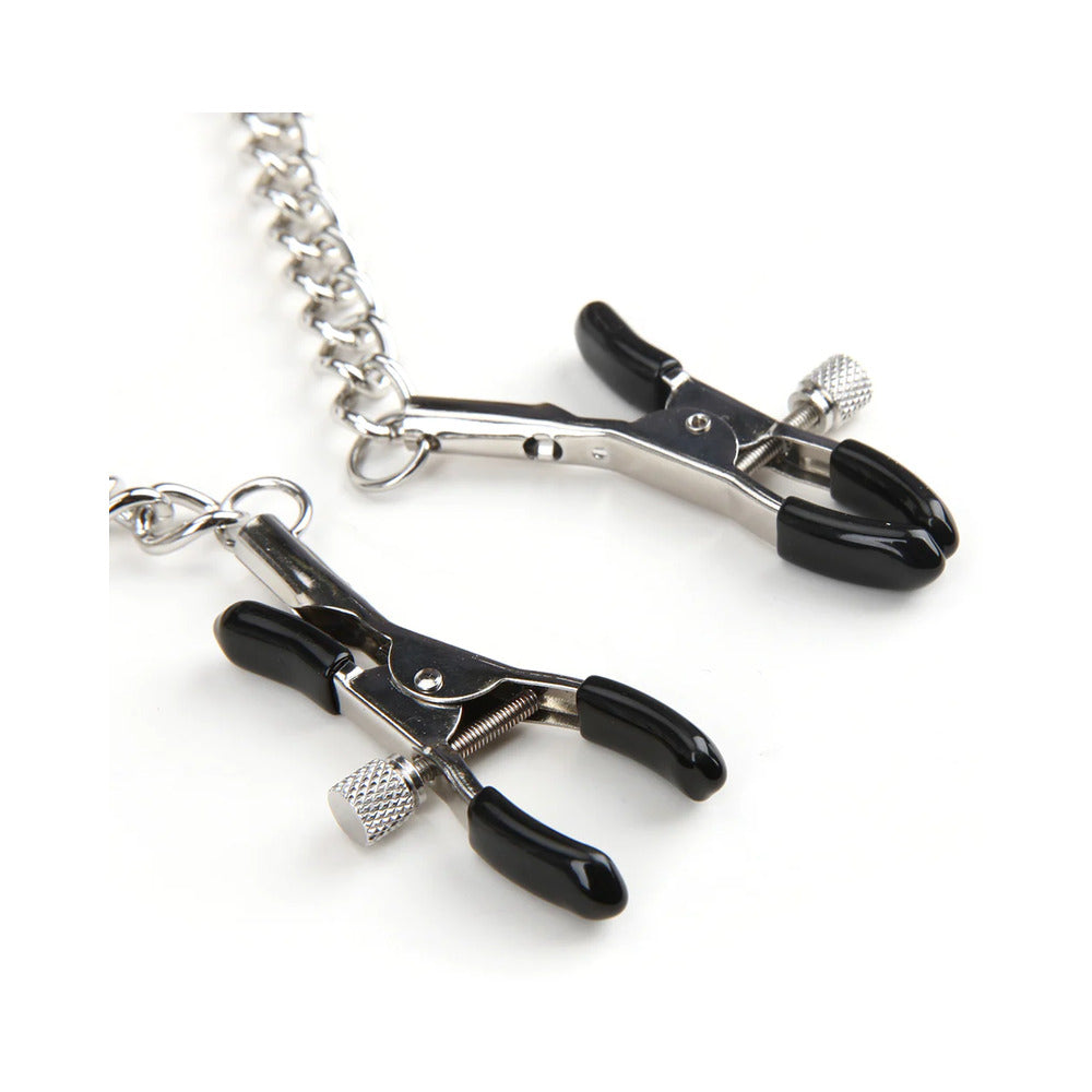 Lux fetish Collar & Nipple Clamps w/Adjustable Pressure Clamps