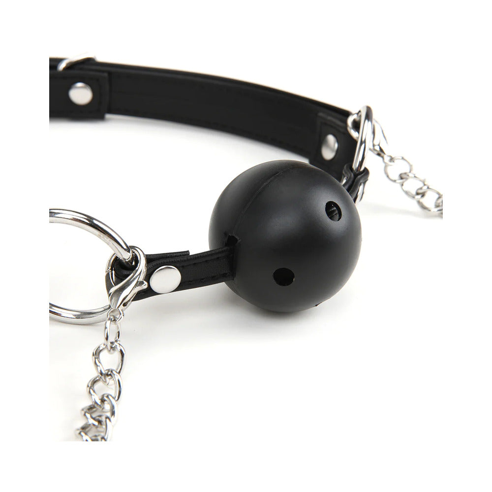 Lux Fetish Breathable Ball Gag w/Adjustable Pressure Nipple Clamps