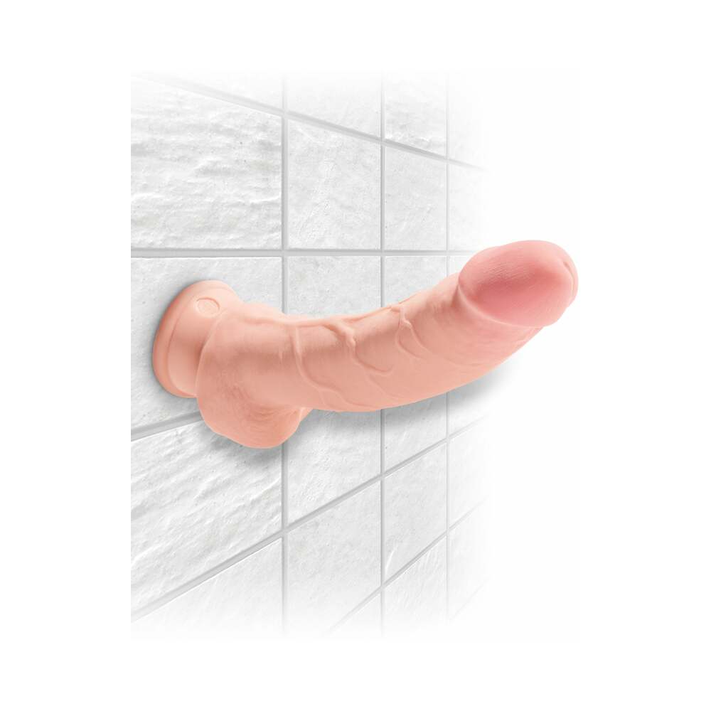 King Cock Plus Triple Density Fat Cock with Balls-Light 8"