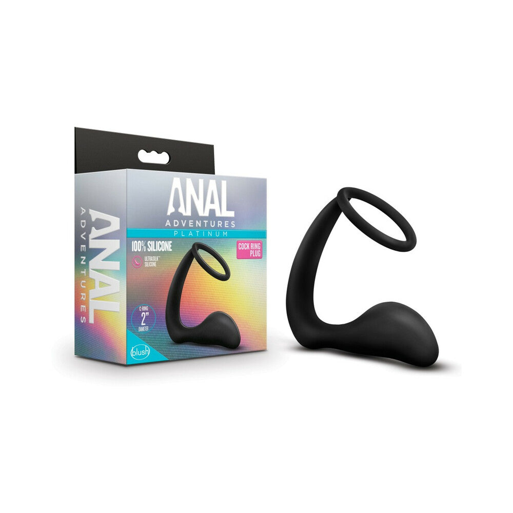 Blush Anal Adventures Cock Ring Plug - Black