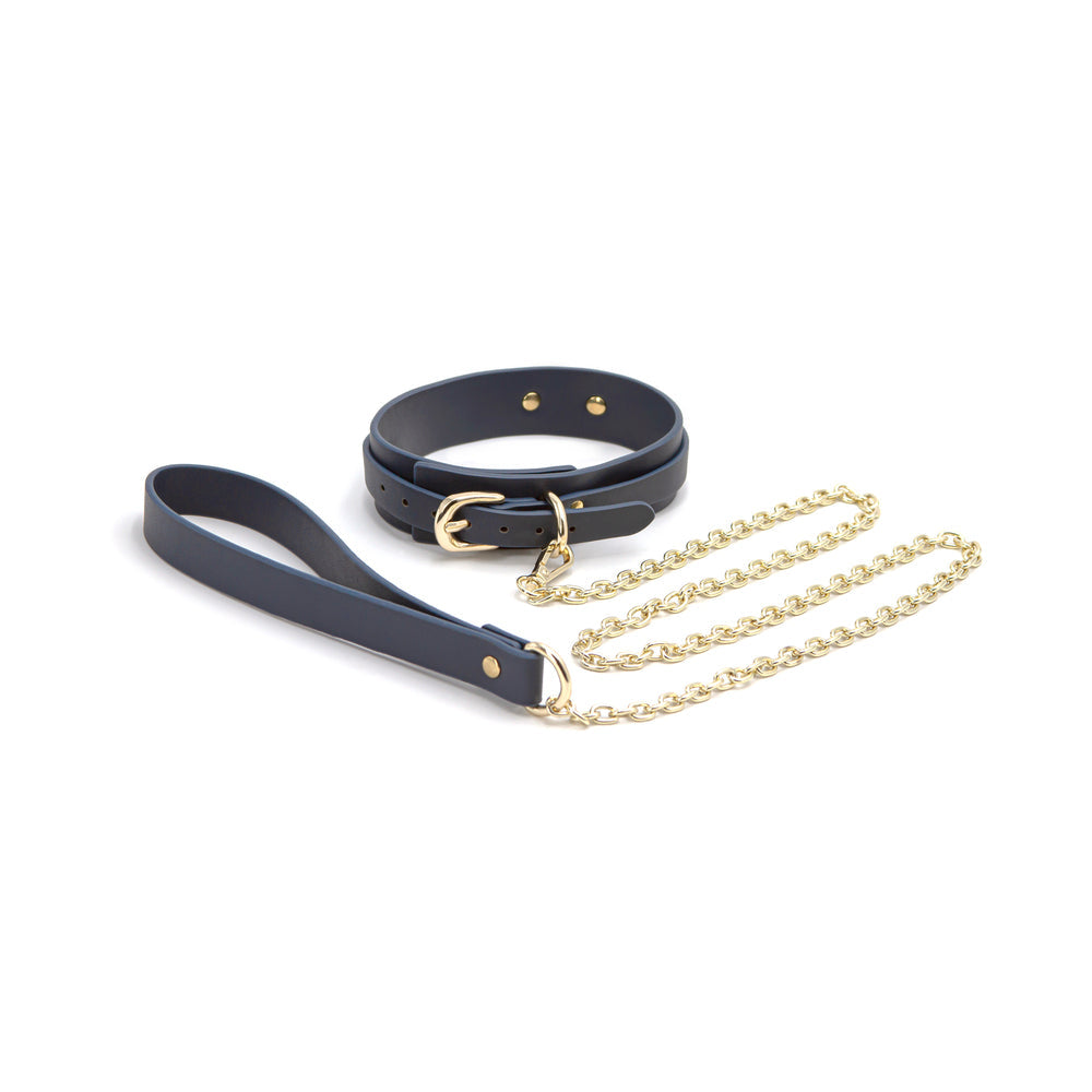 Bondage Couture Vinyl Collar and Leash - Blue
