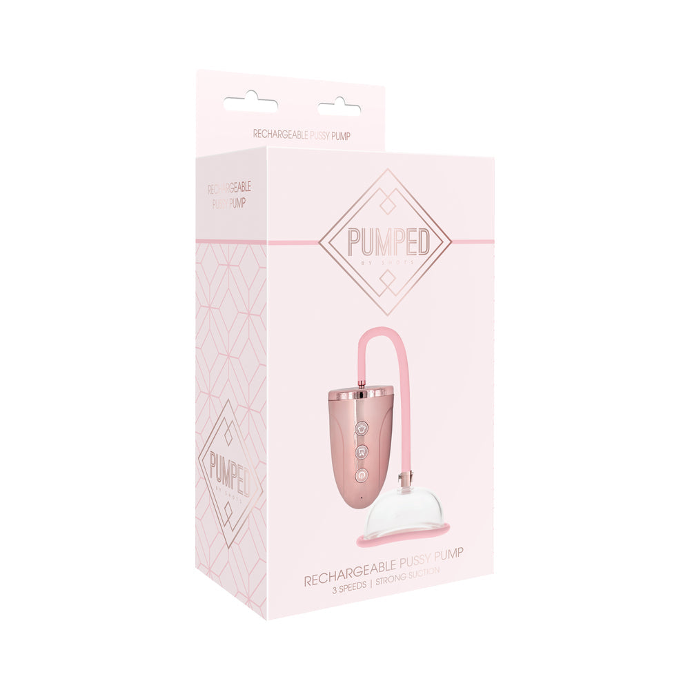 Shots Pumped Automatic Rechargeable Pussy Pump Set - Rose Gold