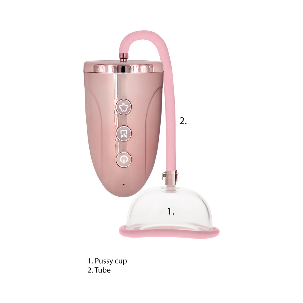 Shots Pumped Automatic Rechargeable Pussy Pump Set - Rose Gold
