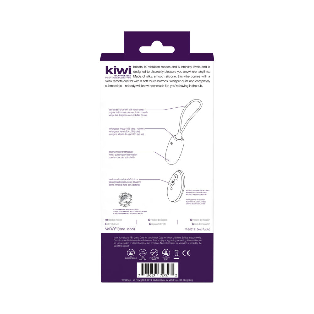 VeDO KIWI Rechargeable Insertable Bullet - Deep Purple