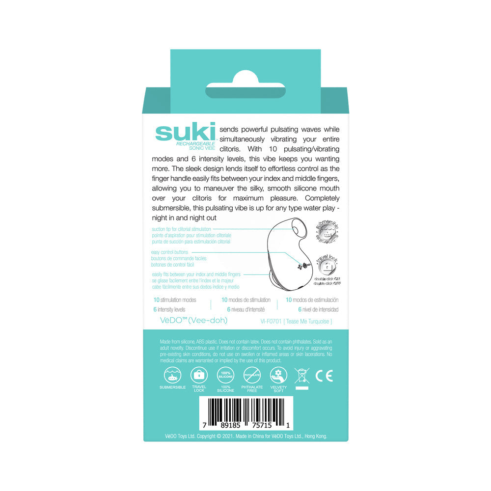 VeDO Suki Rechargeable Vibrating Sucker - Tease Me Turquoise