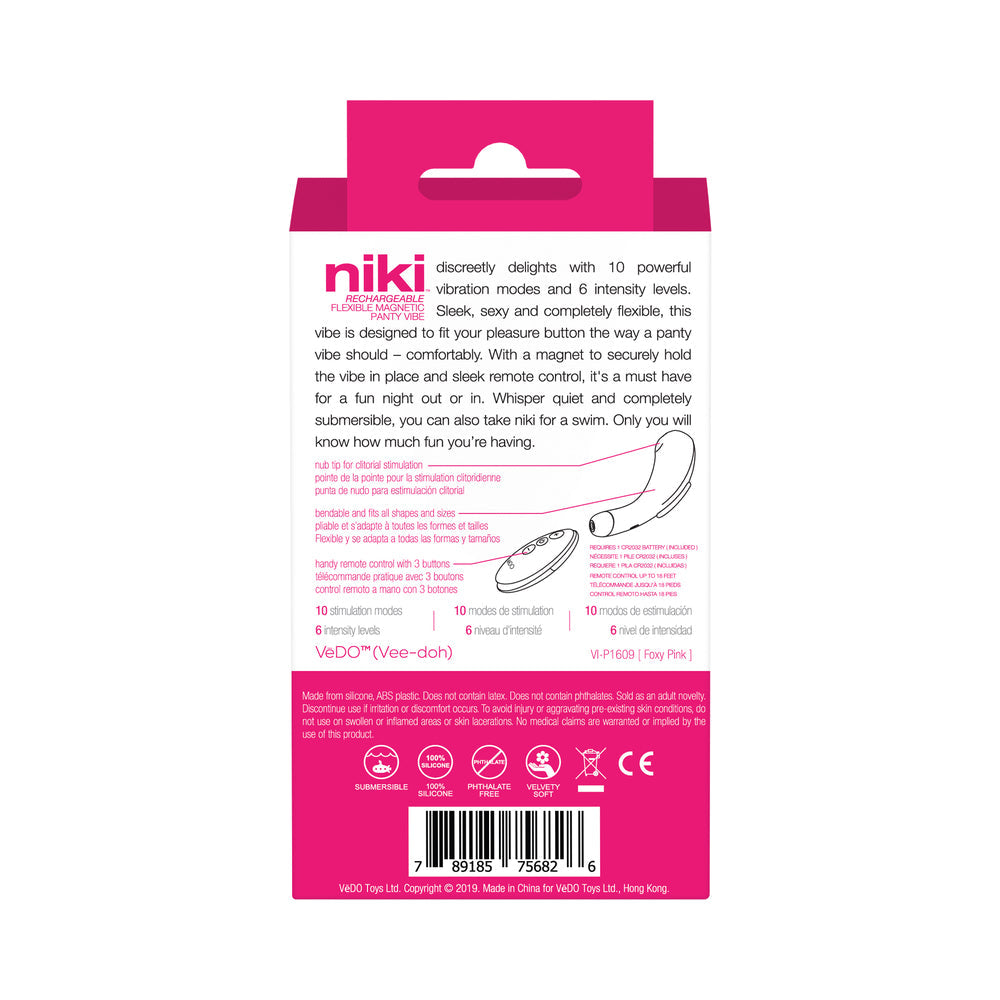 VeDO Niki Rechargeable Panty Vibe - Foxy Pink
