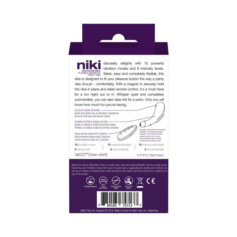 VeDO Niki Rechargeable Panty Vibe - Deep Purple