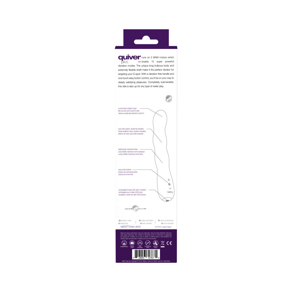 VeDO Quiver Plus Rechargeable Vibe - Deep Purple