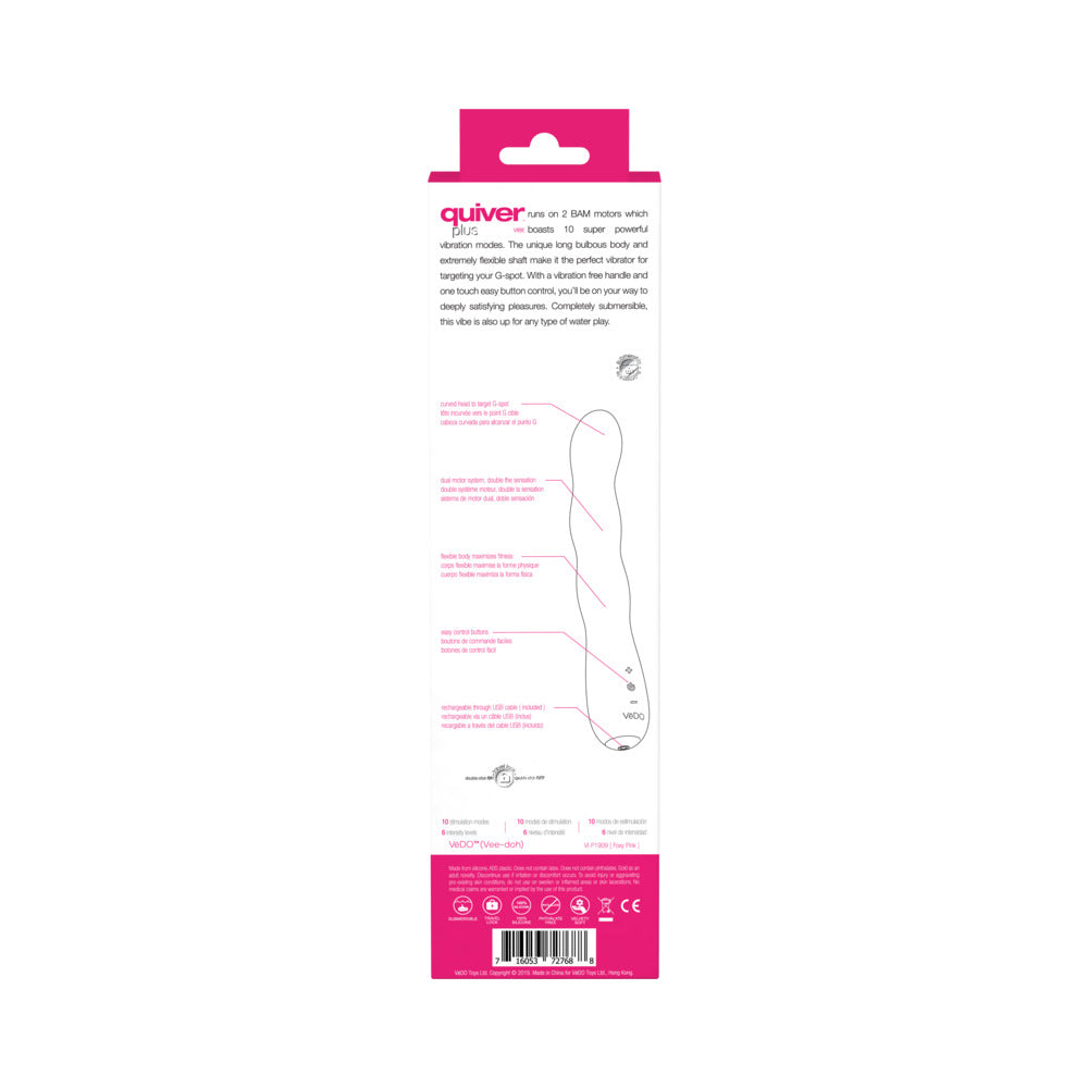 VeDO Quiver Plus Rechargeable Vibe - Foxy Pink