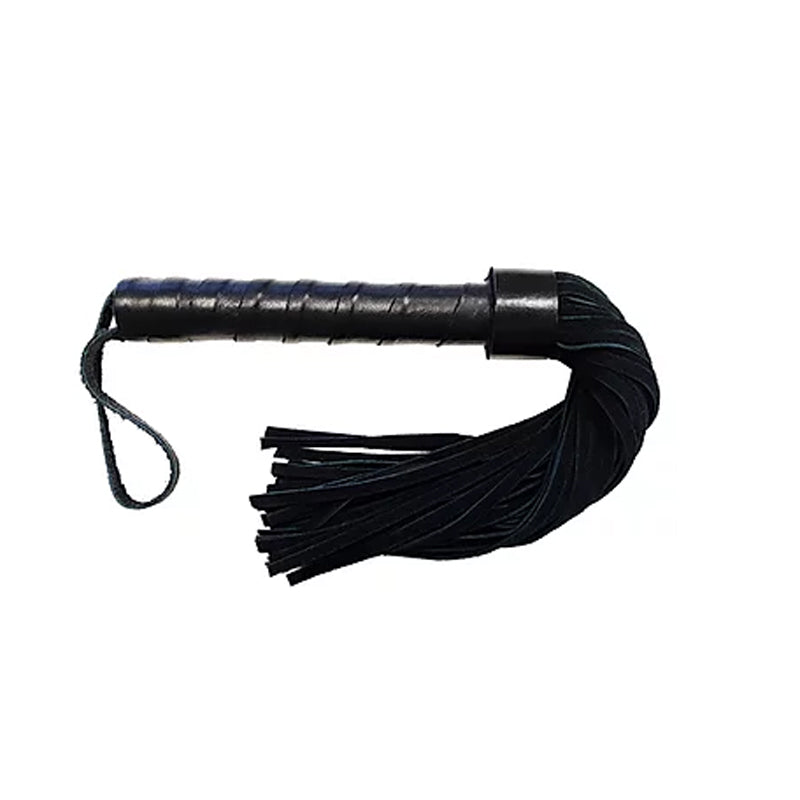 Rouge Leather Handle Short Short Suede Flogger - Black