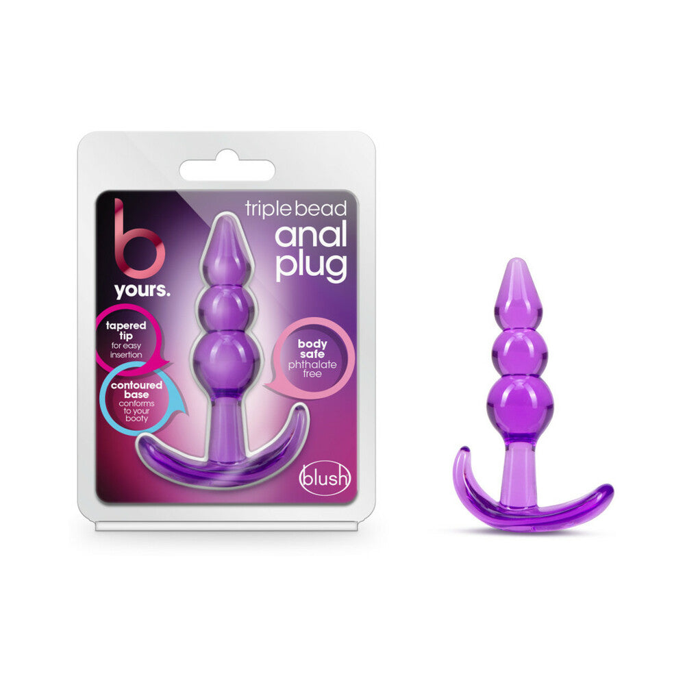 B Yours. Triple Bead Anal Plug-Purple