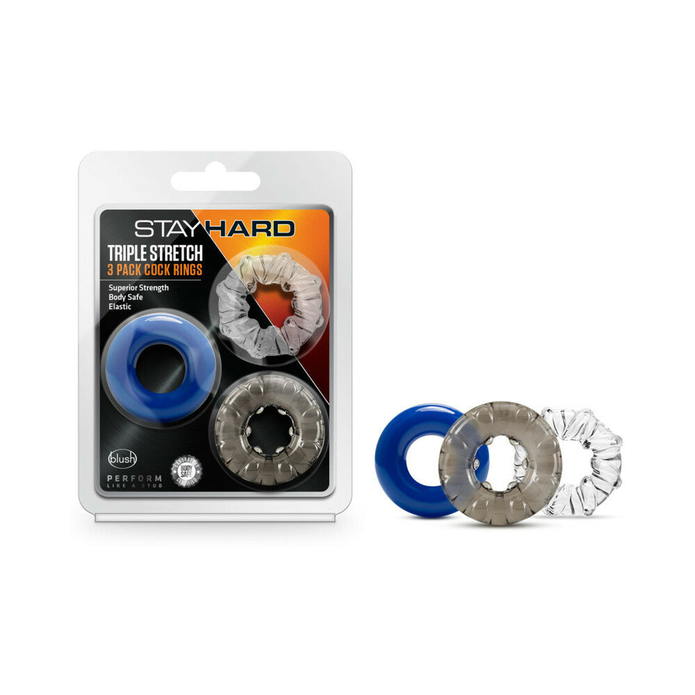 Stay Hard Triple Stretch 3 Pack Cock Rings