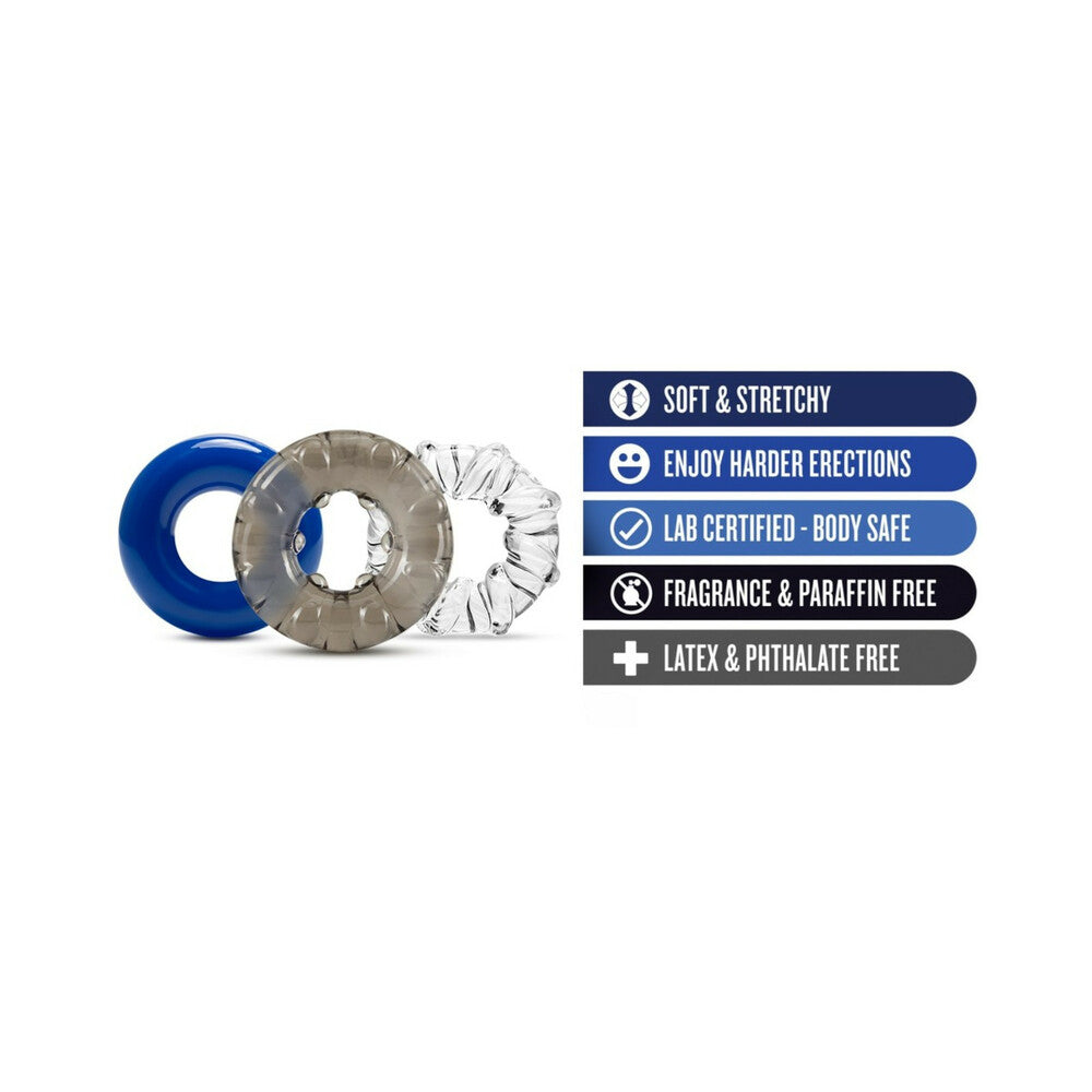 Stay Hard Triple Stretch 3 Pack Cock Rings