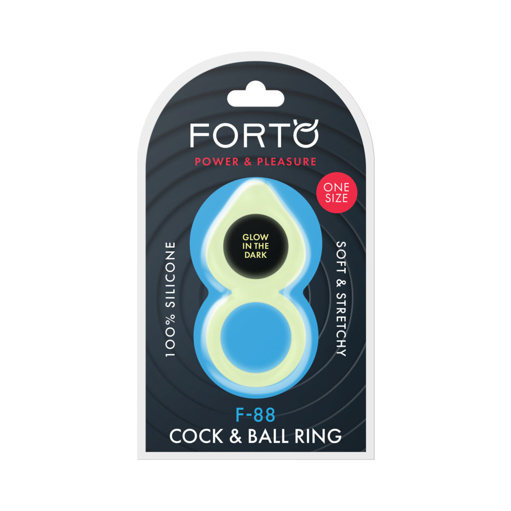 Forto F-88 Double Ring Liquid Silicone Cock Ring - Glow in the Dark