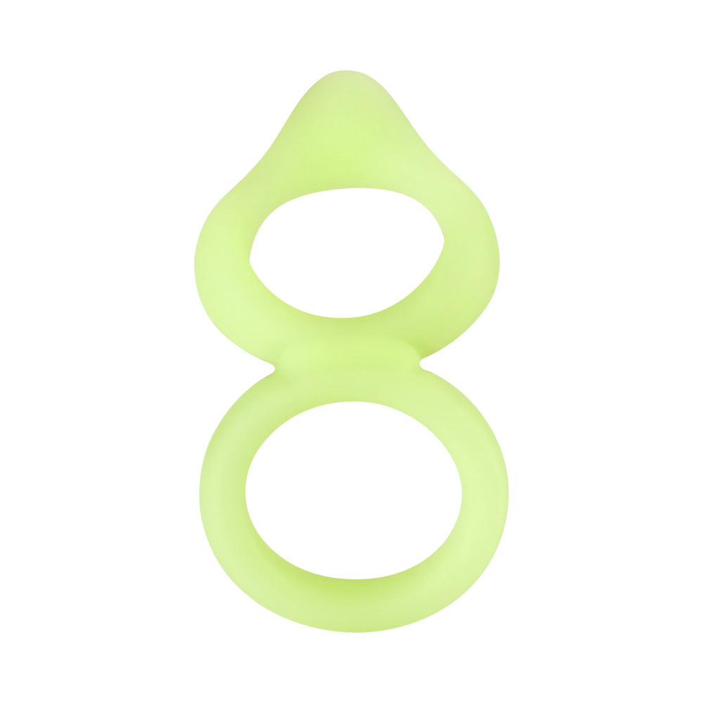 Forto F-88 Double Ring Liquid Silicone Cock Ring - Glow in the Dark
