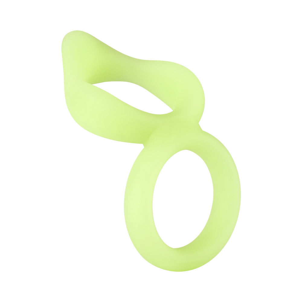 Forto F-88 Double Ring Liquid Silicone Cock Ring - Glow in the Dark