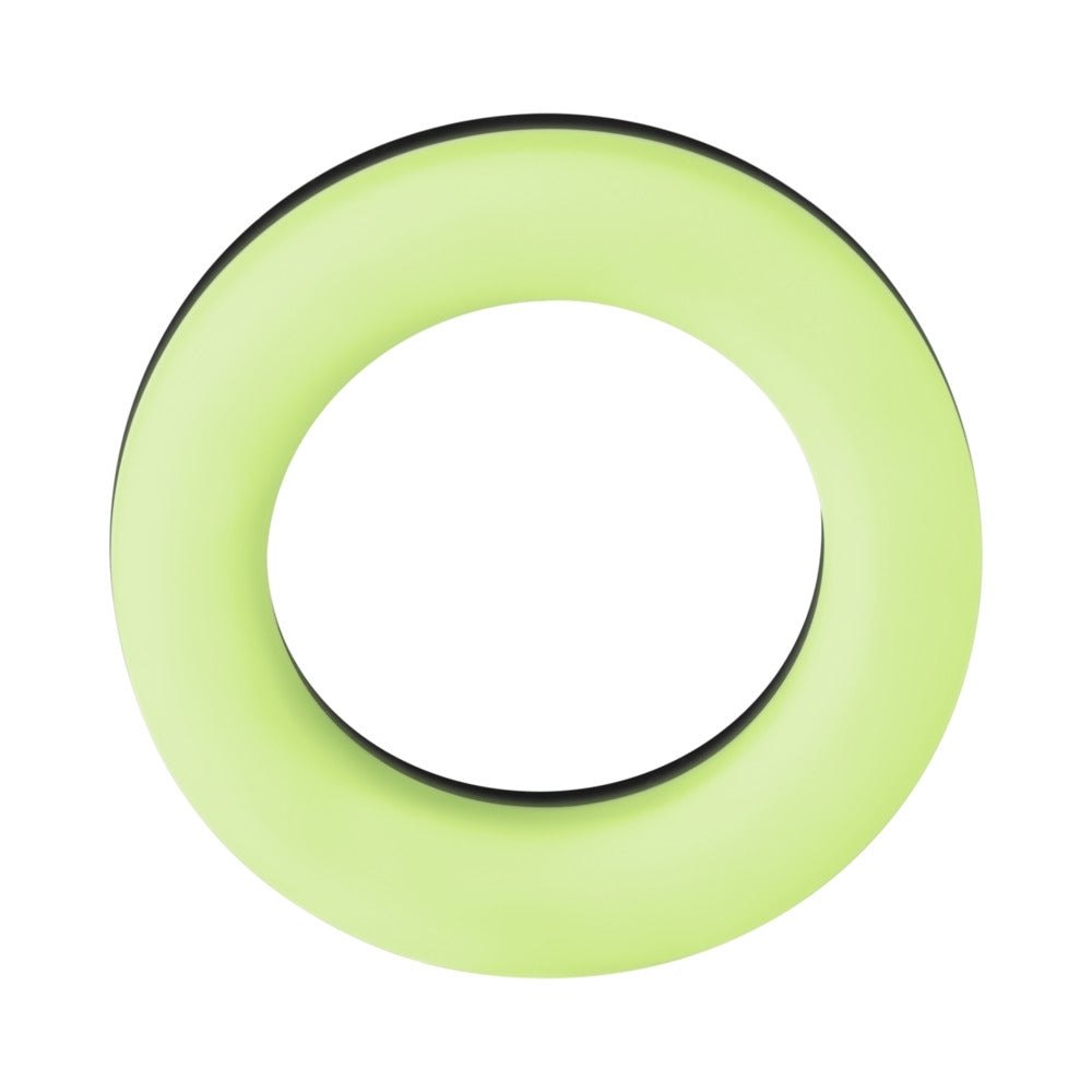 Forto F-19 Two Tone Liquid Silicone Cock Ring - Black/Glow in the Dark