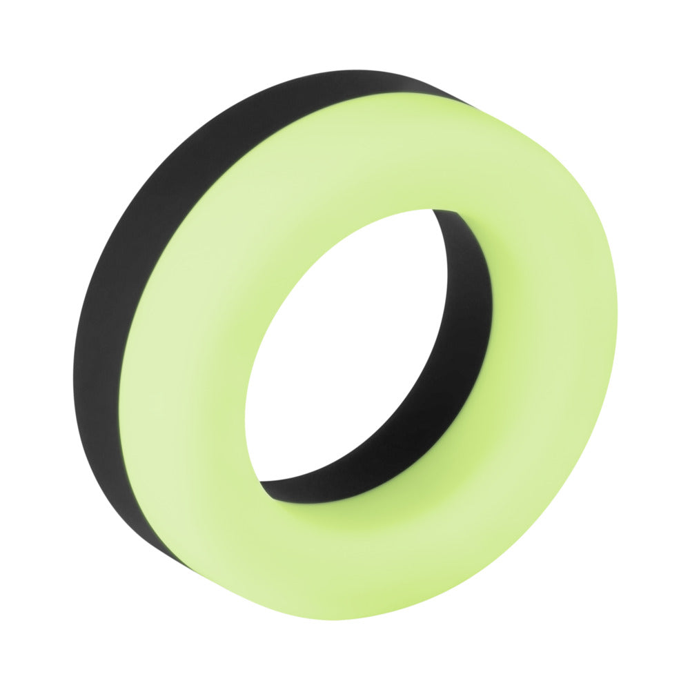 Forto F-19 Two Tone Liquid Silicone Cock Ring - Black/Glow in the Dark