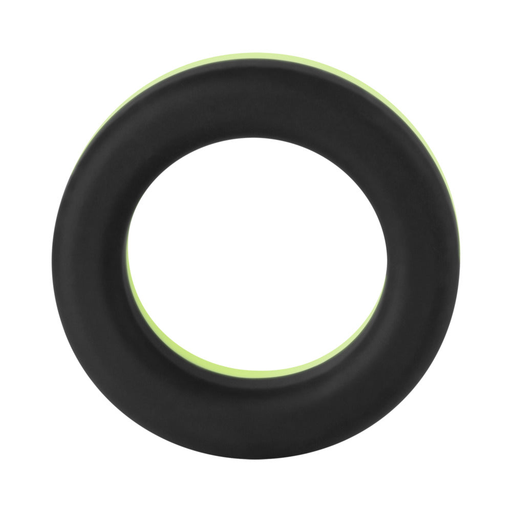 Forto F-19 Two Tone Liquid Silicone Cock Ring - Black/Glow in the Dark