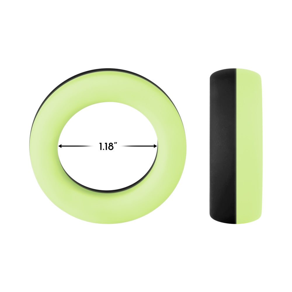 Forto F-19 Two Tone Liquid Silicone Cock Ring - Black/Glow in the Dark