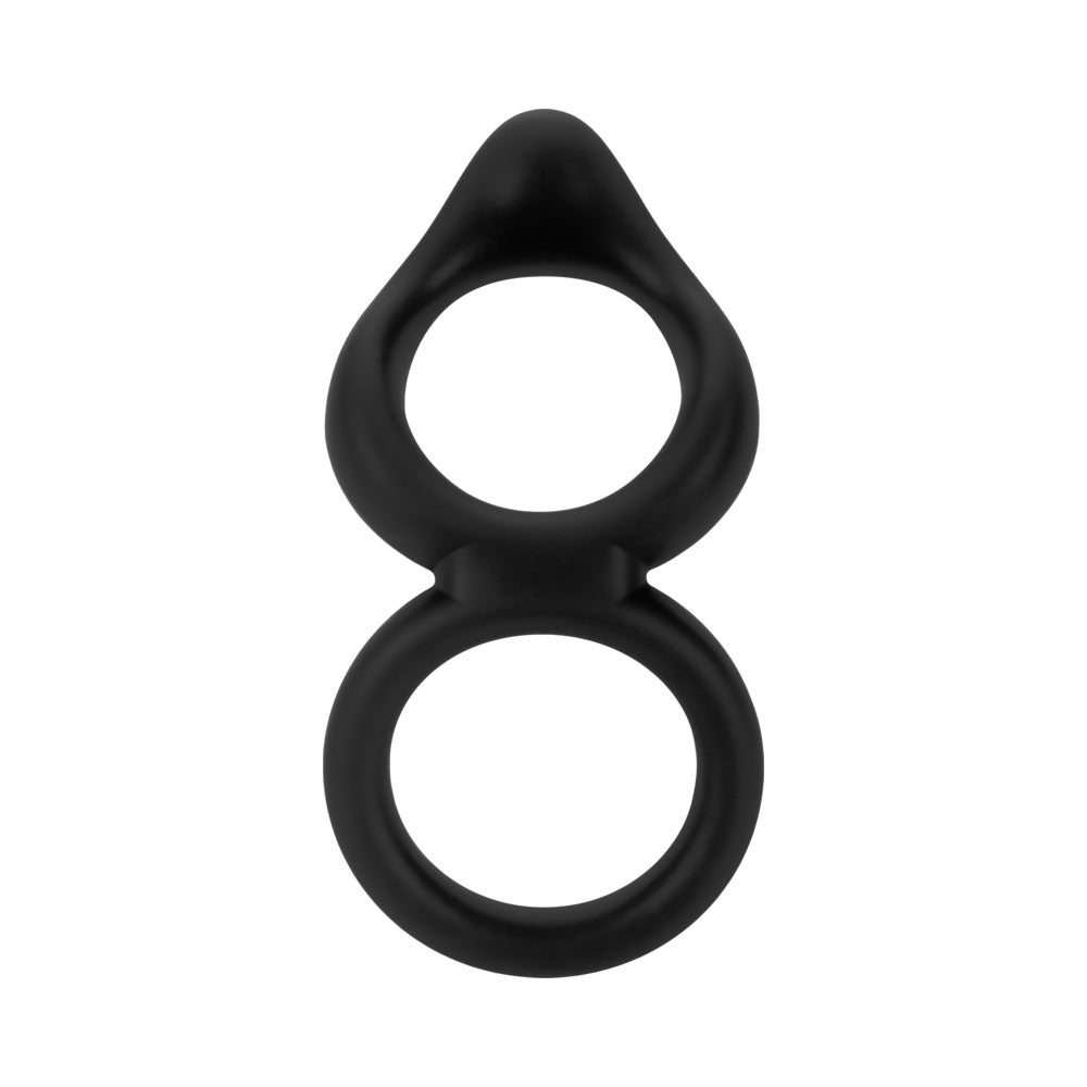 Forto F-88 Double Ring Liquid Silicone Cock Ring - Black