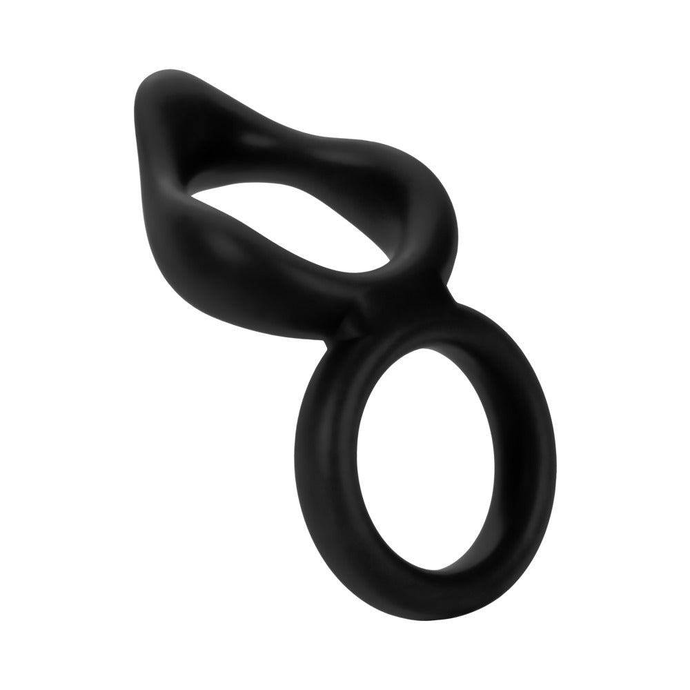 Forto F-88 Double Ring Liquid Silicone Cock Ring - Black