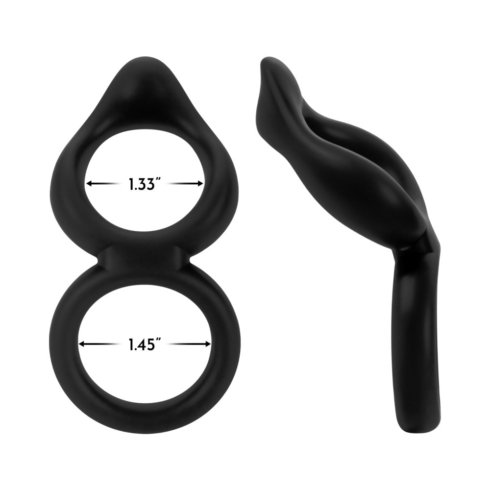 Forto F-88 Double Ring Liquid Silicone Cock Ring - Black