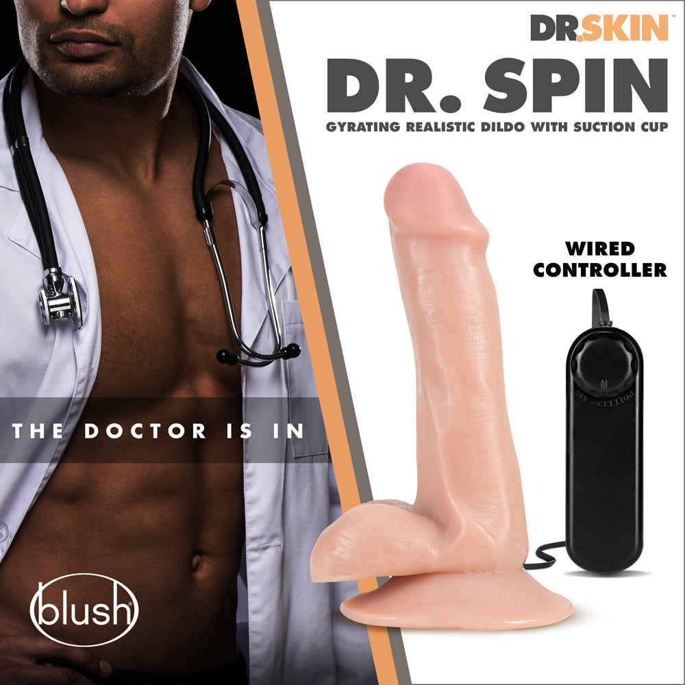 Dr. Skin Dr. Spin Gyrating Realistic Dildo-Vanilla 6"