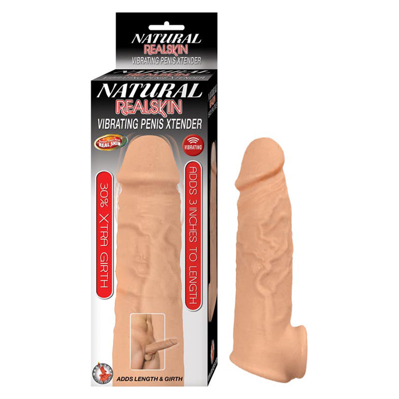 Natural Realskin Vibrating Penis Xtender-White