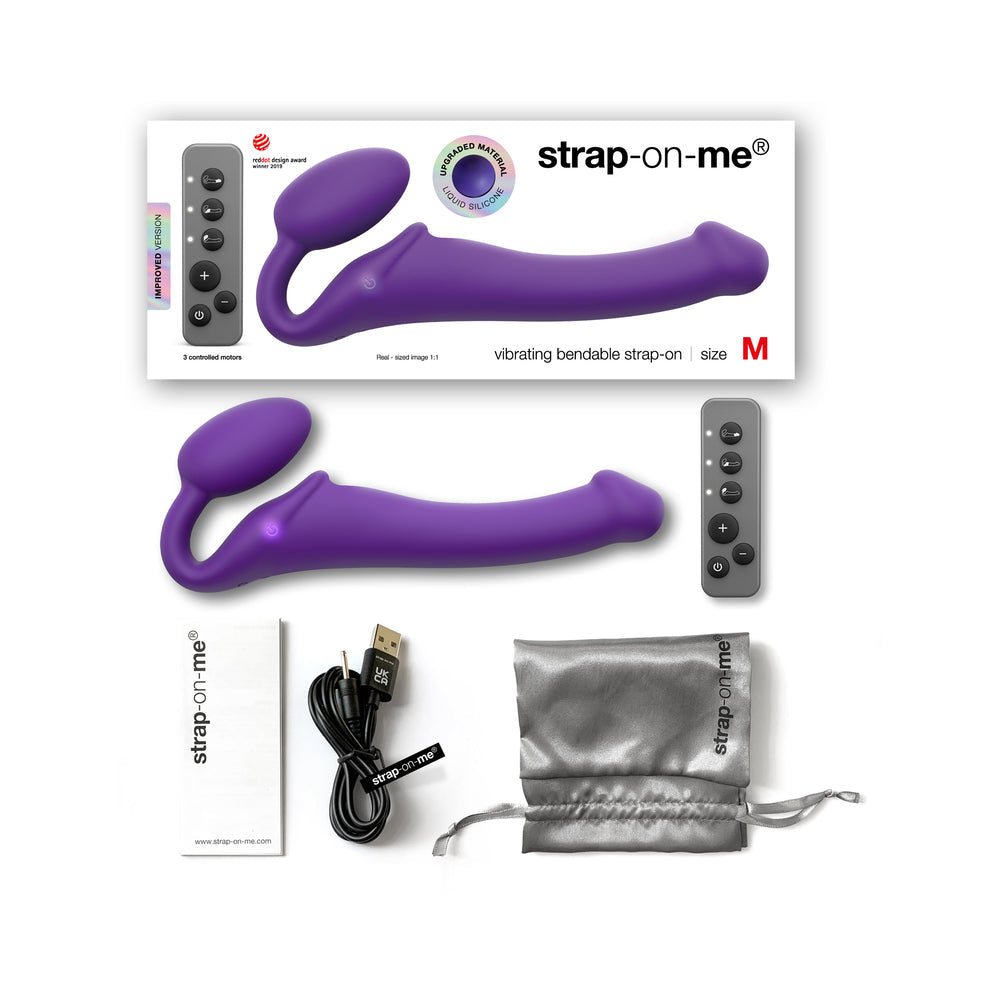 Strap On Me Vibrating Bendable Strap on-Purple M