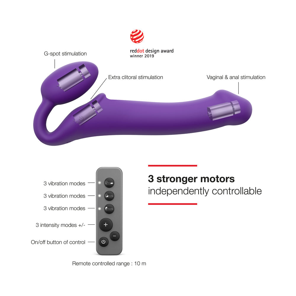 Strap On Me Vibrating Bendable Strap on-Purple M