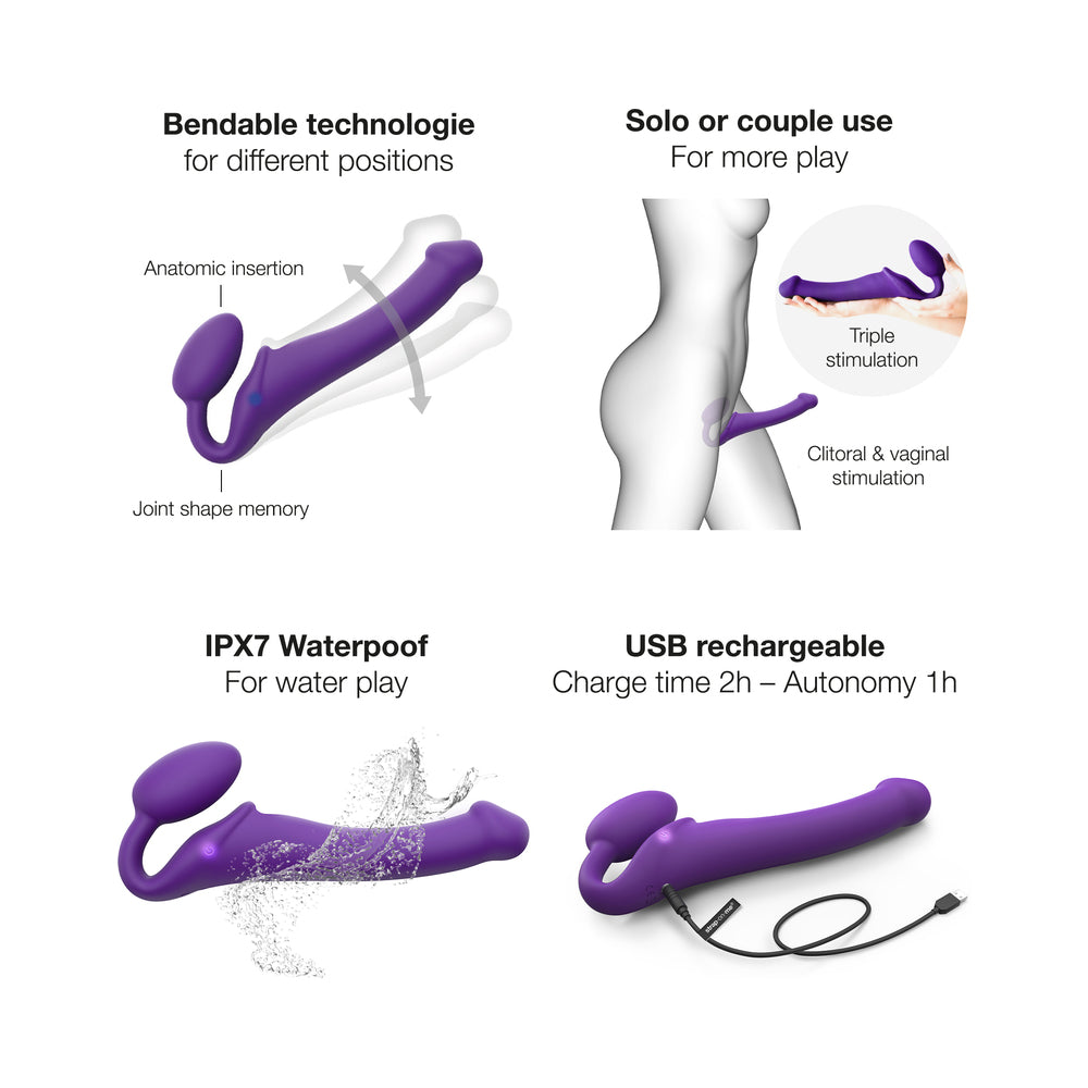 Strap On Me Vibrating Bendable Strap on-Purple M