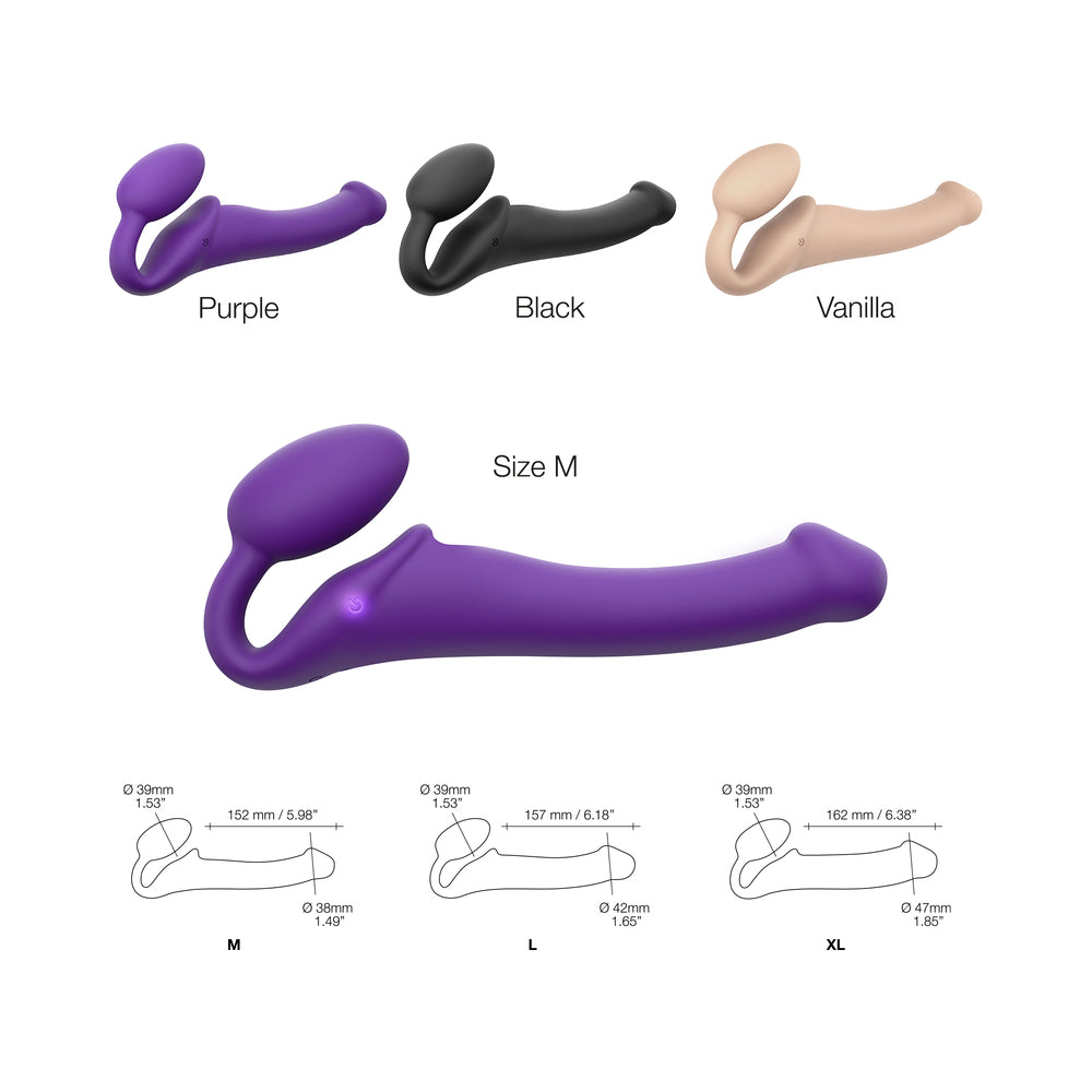 Strap On Me Vibrating Bendable Strap on-Purple M