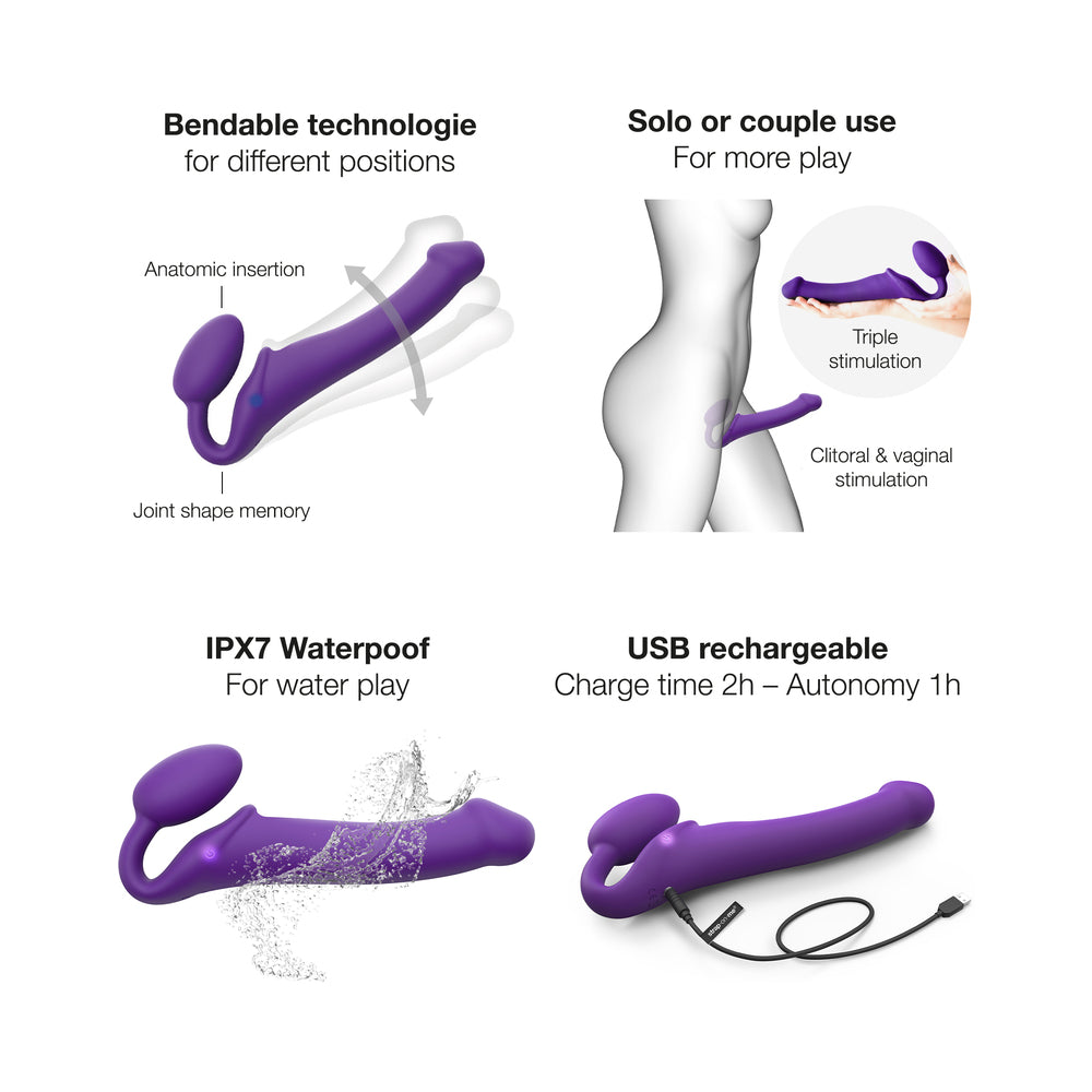 Strap On Me Vibrating Bendable Strapless Strap On Large - Purple