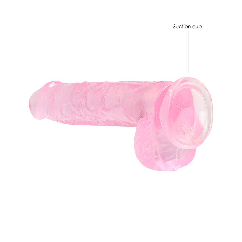 Shots RealRock Realistic Crystal Clear 6" Dildo w/Balls - Pink