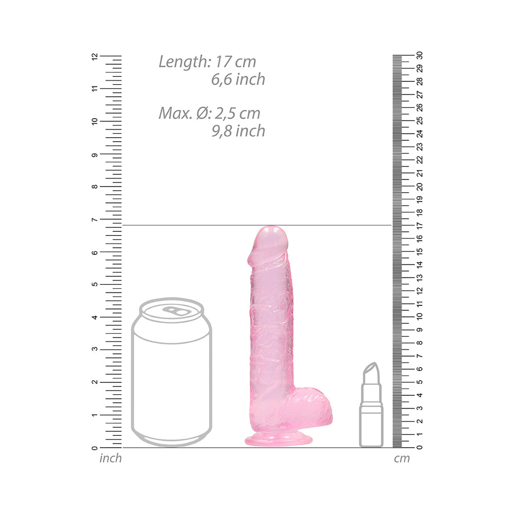 Shots RealRock Realistic Crystal Clear 6" Dildo w/Balls - Pink