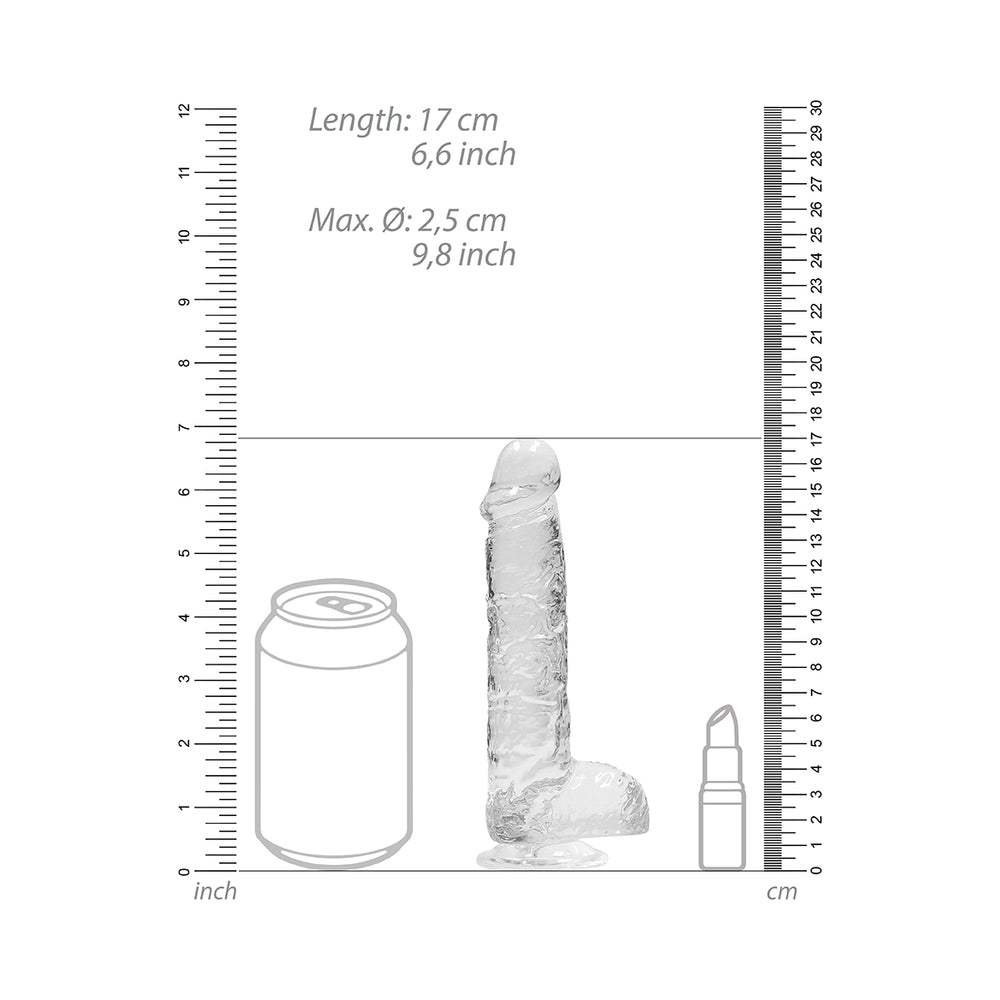 Shots RealRock Realistic Crystal Clear 6" Dildo w/Balls - Transparent Clear