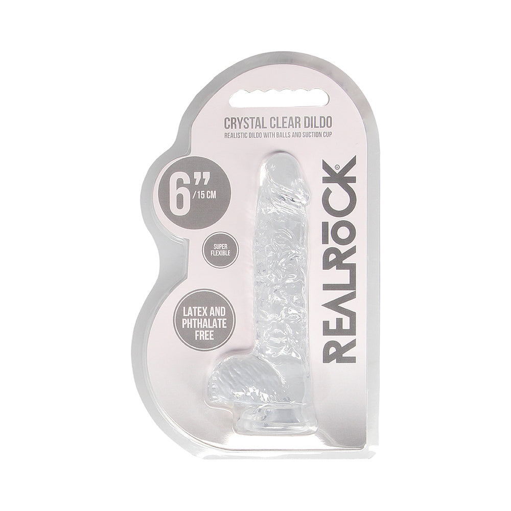 Shots RealRock Realistic Crystal Clear 6" Dildo w/Balls - Transparent Clear