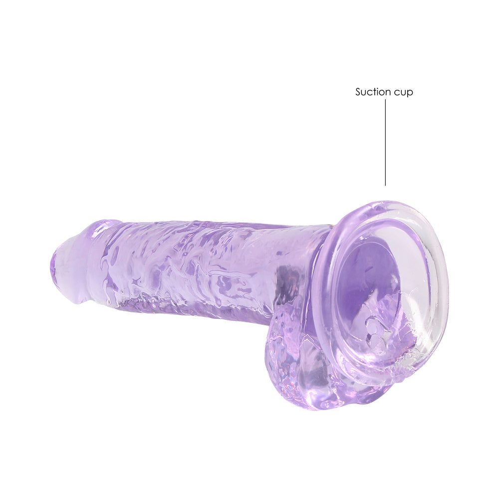 Shots RealRock Realistic Crystal Clear 7" Dildo w/Balls - Purple