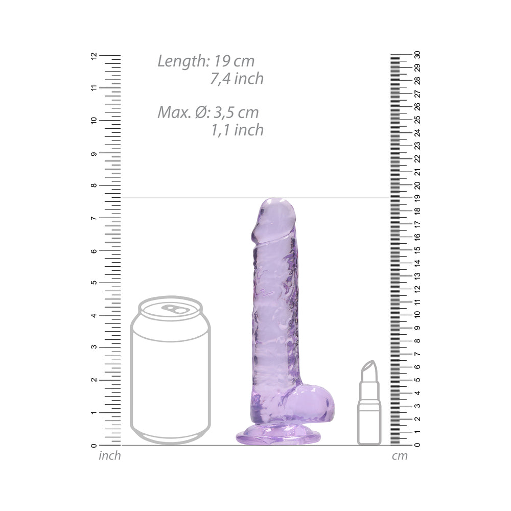 Shots RealRock Realistic Crystal Clear 7" Dildo w/Balls - Purple
