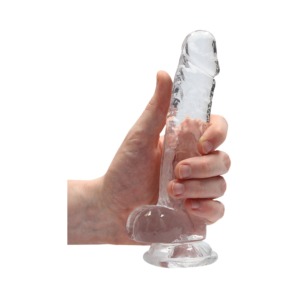Shots RealRock Realistic Crystal Clear 7" Dildo w/Balls - Transparent Clear