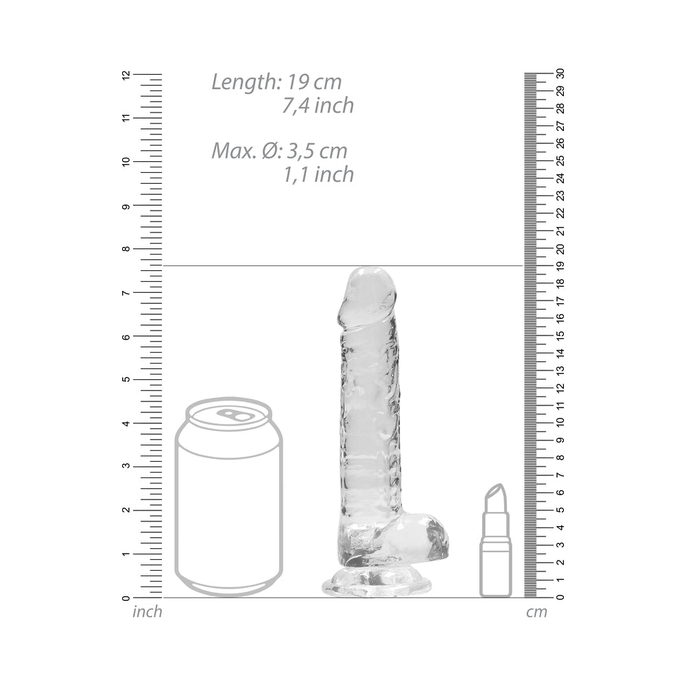 Shots RealRock Realistic Crystal Clear 7" Dildo w/Balls - Transparent Clear