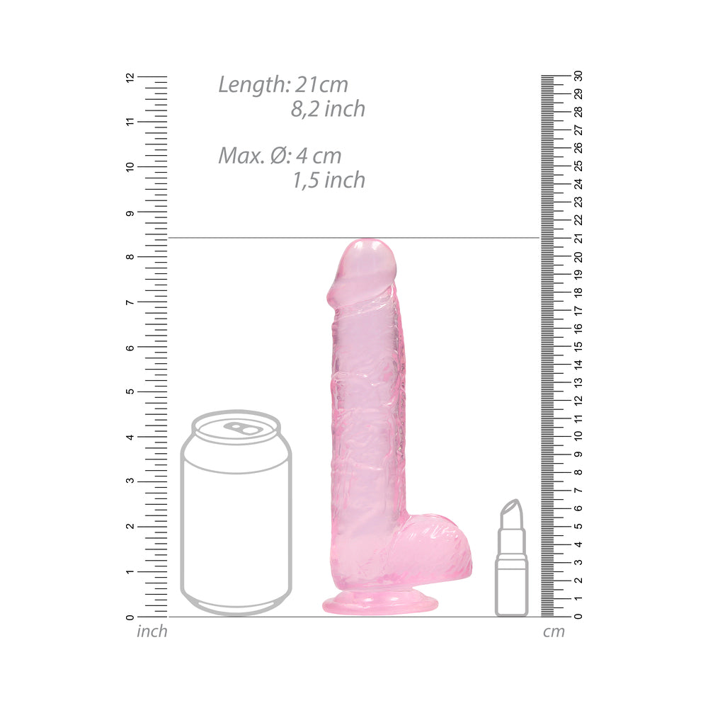 Shots RealRock Realistic Crystal Clear 8" Dildo w/Balls - Pink